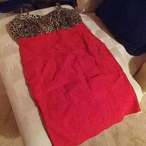 Torrid Red & Leopard Bodycon Dress